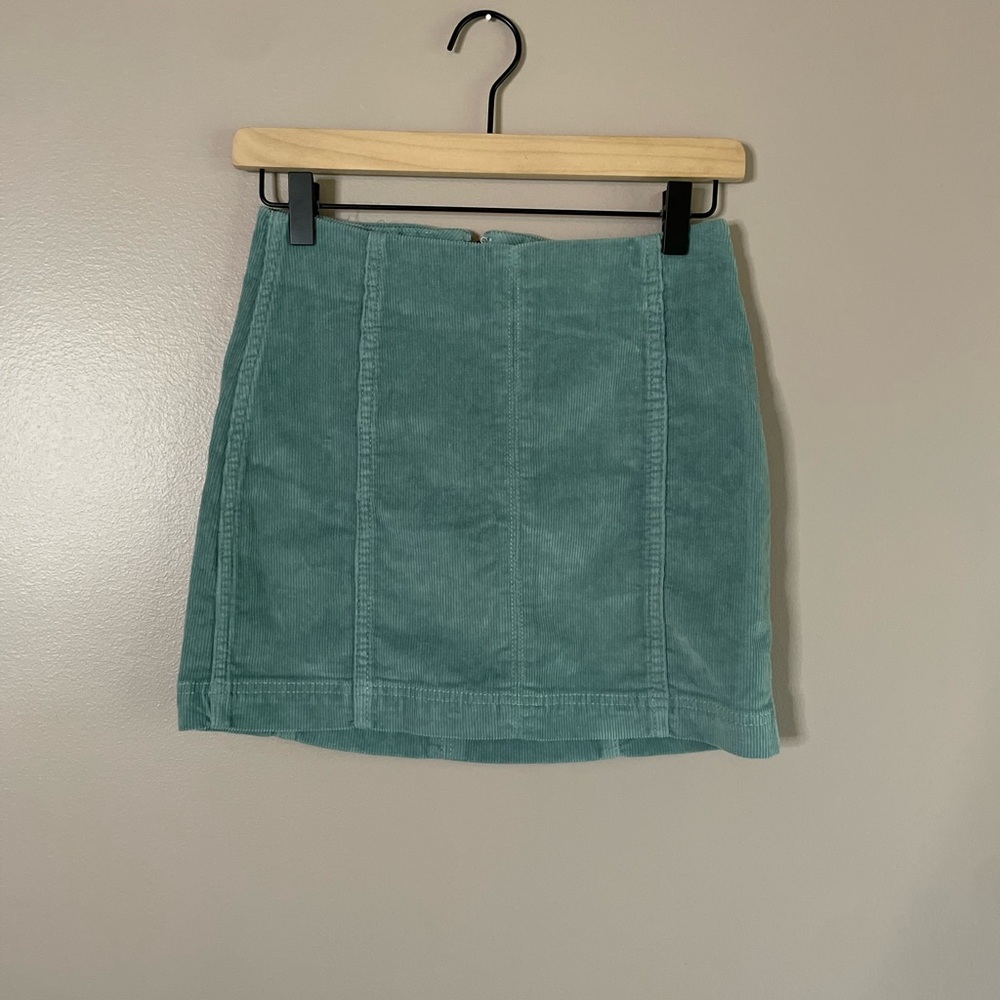 Women's Corduroy Mini Skirt Zip Up Teal Sz 00 Wild Fable